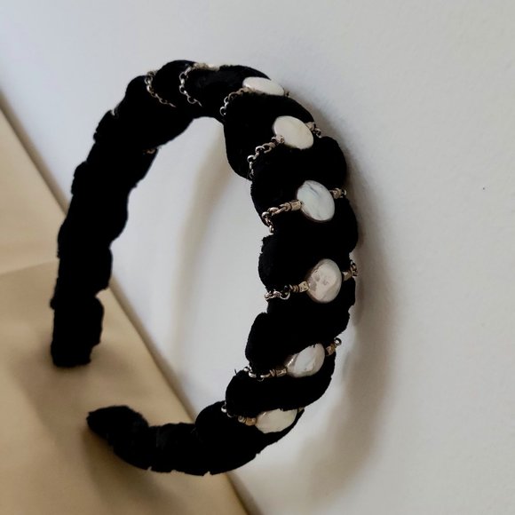 Headband, handmade, made from velvet and purl - Picture 1 of 8